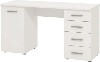 Immagine prodotto di Dmora Scrivania Flaminio 135x50x76h cm Bianco, 2 Ripiani 4 Cassetti