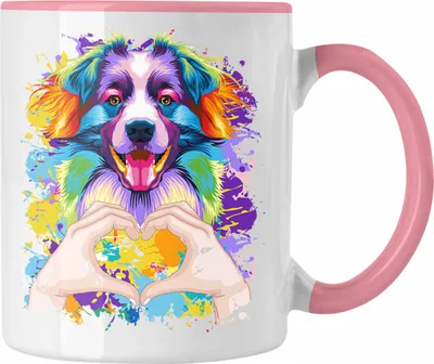 Produktbild von Trendation - Border Collies Besitzer Farbe Love Tasse Geschenk Lustiger Spruch Geschenkidee Border Collies Besitzerin (Rosa)