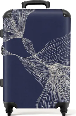 Produktbild von NoBoringSuitcases.com® Großer Koffer - Linienkunst - Abstrakt - Blau - Linien - Kombinationsschloss TSA - Hartschalen Trolley 4 Rollen - 72 liter - Reisekoffer - 66 cmKoffer Mittelgroß 67x43x25 cm, 72L,