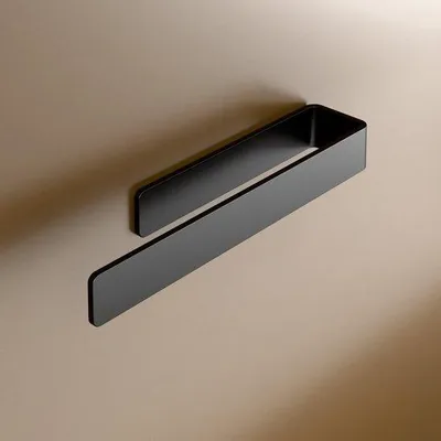 Immagine prodotto di Portasciugamani autoadesivo Unyqoos® (nero) – supporto in alluminio inossidabile da parete per bagno e cucina, senza foratura, salvaspazio