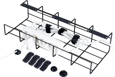 Produktbild von Vilde Kabel-Organizer Kabelbox Kabelhalter unter die Tischplatte Kabelbehälter aus Metall schwarz