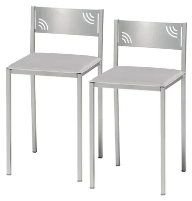 Image de ASTIMESA : Deux tabourets de cuisine avec dossier bas en similicuir, couleur grise, assise