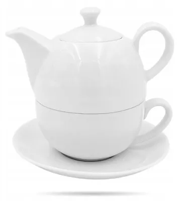 Produktbild von Bogucice Tea for one Set – Weiße Porzellan Tasse mit Kännchen