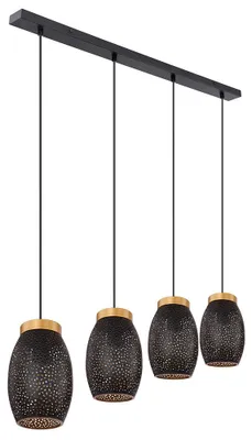 Produktbild von Pendelleuchte, 4-flammig, Metall, schwarz gold, H 120 cm