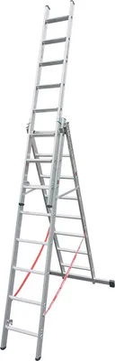 Produktbild von Euroline Premium 30777 Stufen Mehrzweckleiter mit Wandlaufrollen 3-teilig 3x8 Stufen