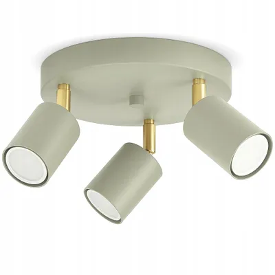 Obrázek produktu pro Luxolar – kovové LED stropní svítidlo, otočné, 3 žárovky – závěsné svítidlo, zelené, GU10, 15 W – stropní svítidlo do obývacího pokoje, zelené a zlaté