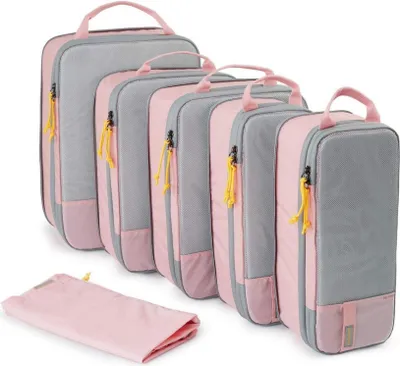 Produktbild von BAGSMART Koffer Organizer Packtaschen 6er Set, Wasserdicht, Travel Essentials, Rosa