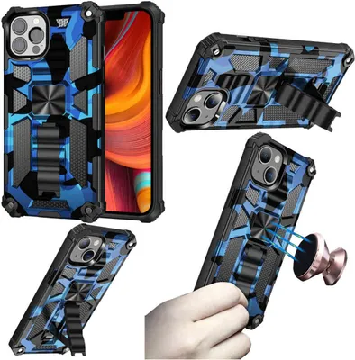 Image de Étui de protection antichoc camouflage pour Apple iPhone 13 Pro Max, bleu