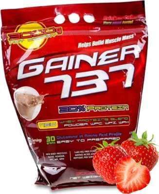 Obrázok produktu pre GAINER 737 New Wey Protein Complex Mass Glutamín Budovanie svalov Jahoda 3kg