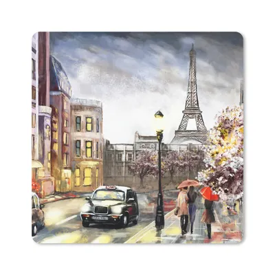 Produktbild von MuchoWow® Mauspad Mousepad Gemälde - Paris - Frankreich - Öl 20x20 cm - Mousepads - Maus Mat - Pad - Mausunterlage - Desk Mat - Bureauartikeln