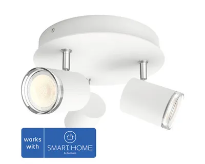 Obrázek produktu pro Philips Hue White ambiance Stropní bodové svítidlo Adore Bathroom, Chytré bodové osvětlení, Bluetooth/Zigbee, Bílá, LED, Kov, GU10