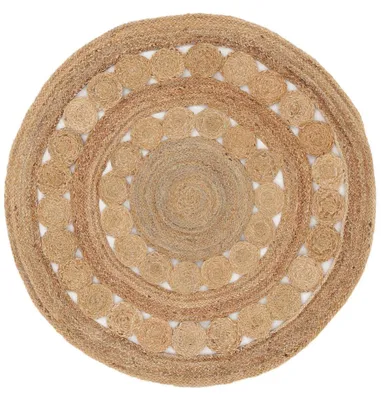 Produktbild von Juteteppich Dana Rund Naturfarbe Ø 200 cm handgewebt aus Jute | Moderner Naturteppich Uni im Boho - Style Flachgewebe Teppich Rund für Wohnzimmer, Schlafzimmer und Küche