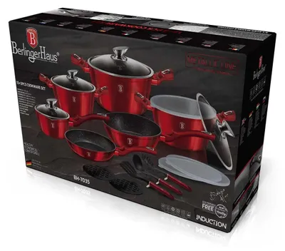 Image de Set de Casseroles Berlinger Haus BH-7035 Granit Burgundy