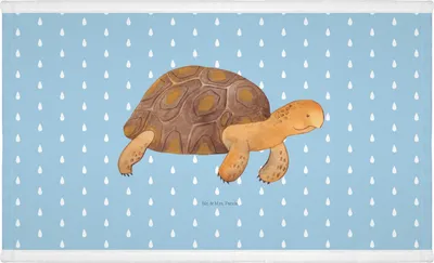 Produktbild von Mr. & Mrs. Panda Flauschtuch Schildkröte Marschieren - Blau Pastell - Geschenk, Baumwollhandtuch, Händehandtuch, Handtuch, 50x100, Motivation, Lieblingsmensch, Neustart
