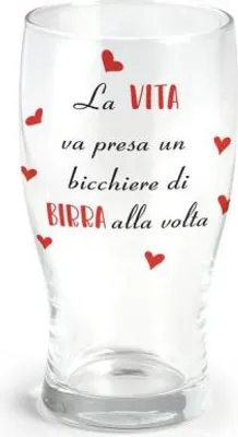 Immagine prodotto di Bicchiere da birra (40 cl) con lo slogan "La vita si gusta bicchiere dopo bicchiere".