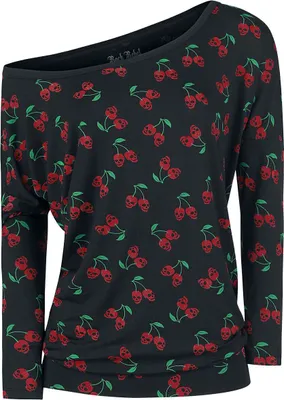 Produktbild von Rock Rebel by EMP Damen schwarzes Langarmshirt mit Kirschen-Print L