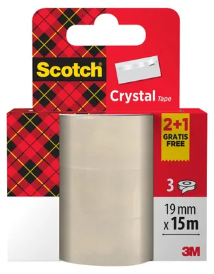 Obrázok produktu pre Scotch 61915RP, 15 m, Priehľadná, 19 mm, 3 kusov, Blistr