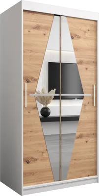 Produktbild von Kleiderschrank, Schiebetürenschrank Schlafzimmer, Schrank mit Spiegel BOLIWIA 100 cm
