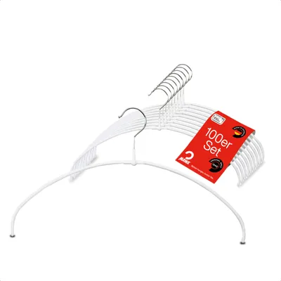 Produktbild von MAWA Light Kleiderbügel, 100er-Set, rutschfest, 42 cm, Weiß, für Blusen & Hemden