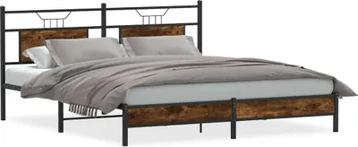 Image de vidaXL Cadre de lit sans matelas chêne fumé 183x203 cm bois composite