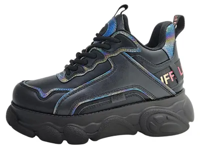 Image de Buffalo - Chaussures de sport à lacets pour femmes, noires, style décontracté