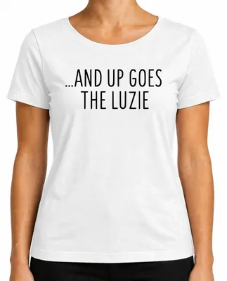 Productafbeelding van "Luzie" dames T-shirt, wit, maat 3XL, met een humoristische en ironische print in vintage stijl