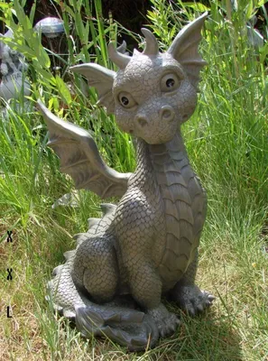 Immagine prodotto di Drago da giardino XXL seduto - Statua di drago - Statua da giardino - 41 cm - Gargoyle