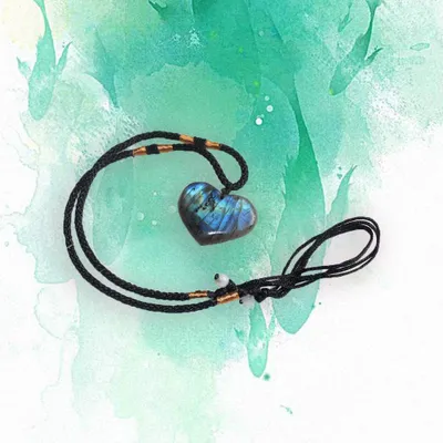 Produktbild von Natürliche Liebe Herzform Labradorit Mondstein Anhänger Halskette Schmuck Geschenk