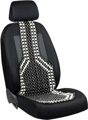 Productafbeelding van Ergonomische Backrest met Houten Ballen, Zwart en Wit, 127 cm x 38 cm