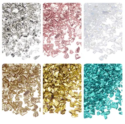 Glasstücke 1-4 mm, 28 g, 6 Farben, Metallic-Glas, Goldton, DIY