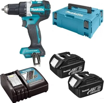 Obrázok produktu pre Makita DDF484RFJ, Pištoľová vŕtačka, Čierna, Modrá, 1,3 cm, 2000 ot/min, 3,8 cm, 1,3 cm