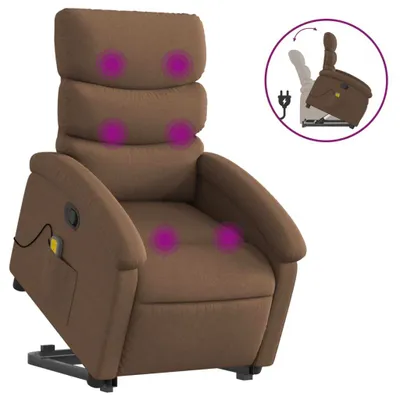 Image de vidaXL Fauteuil de massage avec releveur Marron Tissu