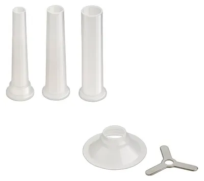 Trichter für Fleischwolf Nr. 8, 3 Wurstaufsätze (13–19 mm)