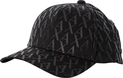 Produktbild von Armani Exchange Gewebte Baseballkappe mit Allover-Print, Schwarz One Size