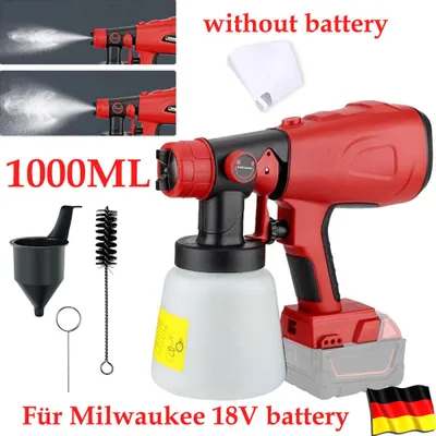 Produktbild von Für Milwaukee 18V Akku Farbspritzgerät Sprühpistole Farbspritzpistole 1000ml