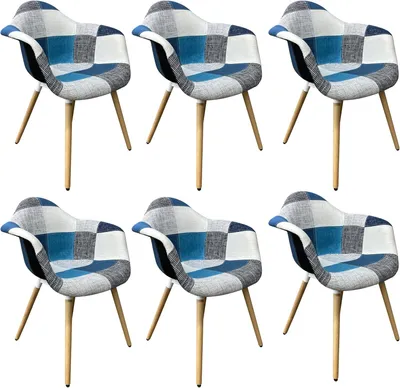 Produktbild von Lina® Ria Esszimmerstuhl im modernen Design, Samt, mit ArmlehnenBeine aus Buchenholz Bequemer, Ergonomisch Wohnzimmer Küchenstuhl  - 6er Set - Blau