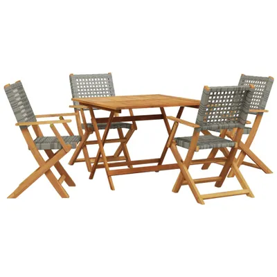 Produktbild von vidaXL 5-tlg. Garten-Essgruppe Grau Poly Rattan und Massivholz