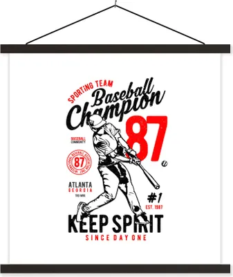 Produktbild von MuchoWow® Textilposter Baseball - Schläger - Vintage 120x120 cm mit schwarzem Rahmen - Aufhängungsset
