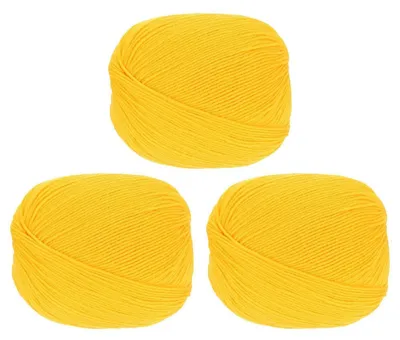 Immagine prodotto di Lana per uncinetto e maglia, 3 gomitoli da 100g, 280 metri, spessore 2 mm, giallo chiaro, 100% lana pura