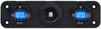 Produktbild von ProRide USB-Autolader 2 Ports QC3.0 18W Voltmeter 12-24V-Stecker 12-24V