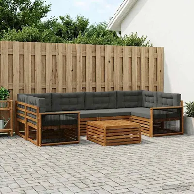 Produktbild von Möbel Outdoor-Sofagarnitur mit Kissen 7 pcs Natur und AnthrazitGartensofas - Gartensofas c1134