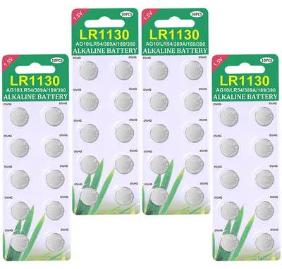Productafbeelding van Blister met 10 knoopcelbatterijen, type AG13, LR44 / LR1154 / 357, zonder kwik