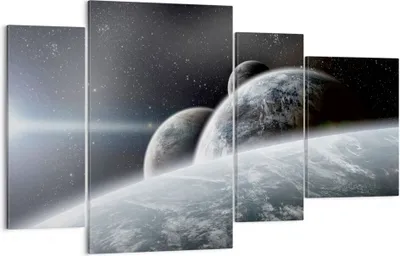Produktbild von Bild auf Leinwand - Leinwandbild - Planeten Kosmos Sterne - 120x70cm - Wand Bild - Wanddeko - Leinwanddruck - Bilder - Kunstdruck - Wanddekoration - Leinwand bilder - Wandkunst - DL120x70-2327