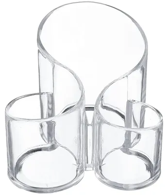 Kosmetik-Organizer aus Acryl, 3 Fächer, transparent, 14x14x12 cm