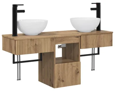 Produktbild von vidaXL Badezimmermöbel-Set 3 Stk. Artisan-Eiche Holzwerkstoff