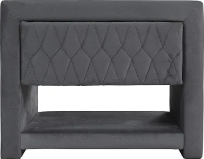 Produktbild von Nachttisch - 1 Schublade und 1 Nische - Veloursstoff - Grau - DANIELE