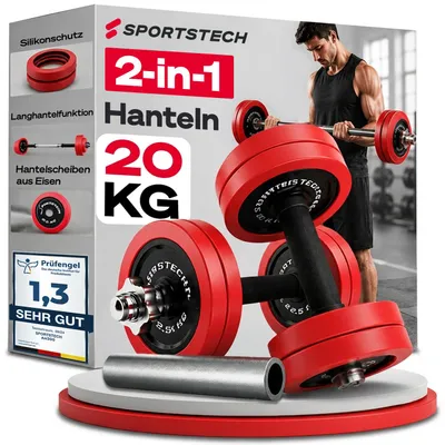 Produktbild von Sportstech Hantel AH300_20 2in1 Set | Abnehmbare Silikonüberzüge