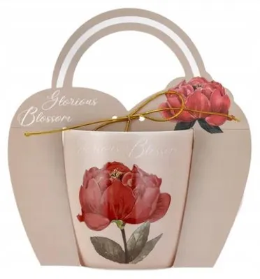 Zdjęcie produktu dla Kubek do kawy herbaty kwiaty Piwonia porcelana 350 ml