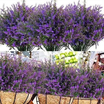 Produktbild von 8 Bundel Kunstlavendel - Realistische Kunstblumen - Dekorative Kunstblumen für Außen, Garten und Balkon