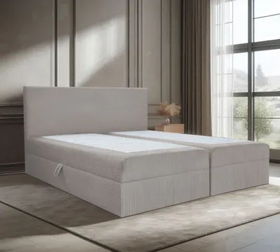 Produktbild von Bett, Boxspringbett, Continentalbett BERG POSO mit Bonell Matratze, OHNE Topper, Doppelbett mit Container, H3 180x200 cm, (Beige - Poso 105)